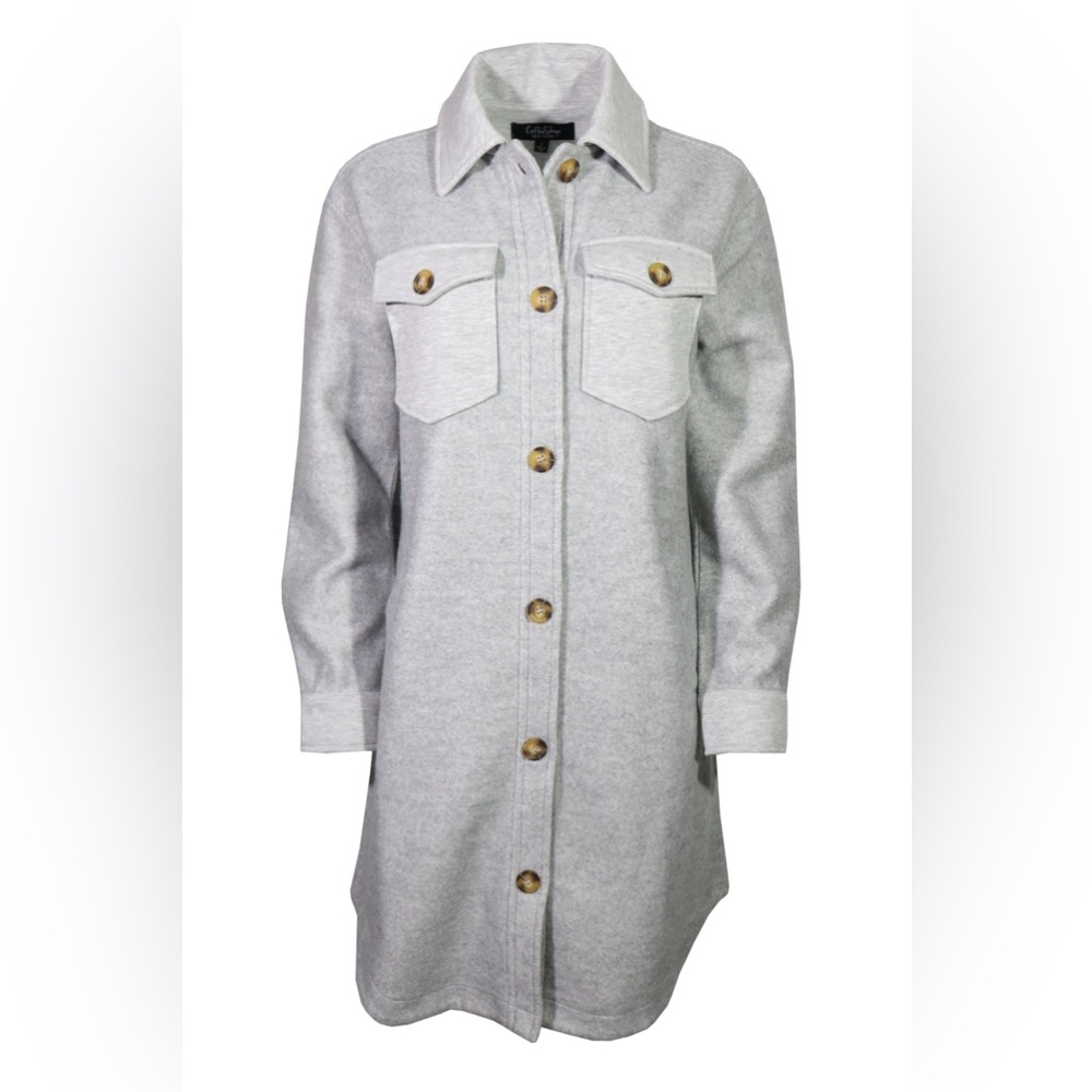 Coffee Shop Cozy Shirt Jacket Gray